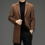 Men's Business Casual Woolen Trench Coat | Light Business Solid Color Overcoat | Classic Black, Gray, & Champagne Styles