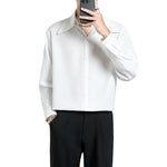 Korean Style Men’s Loose Trendy Shirt – High-End Draping Non-Ironing Polyester Top for Teenagers