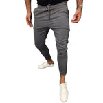 Men’s Lace-Up Casual Jogging Pants – Solid Color, Mid-Waist, Slim Fit Sportswear