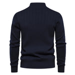 Men’s Stand Collar Half-Zip Sweater – Slim Fit Cotton Blend Pullover, Stylish Autumn Casual Top