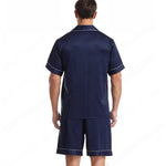 Men's Summer Satin Lapel Homewear Set – Thin Breathable Short-Sleeved Sleepwear Suit for Cool Comfort