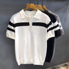 Men’s Polo Shirt Lapel Short-Sleeved Sweater – Lightweight Loose Fit Color Block Top
