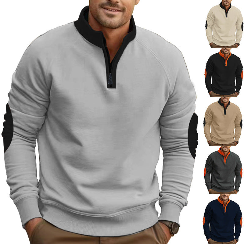 Stand Collar Half Zip Pullover Long Sleeve Coat – Casual Loose Fit Men’s Outerwear