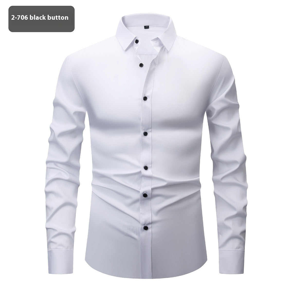 Men’s Long Sleeve Stretch Shirt – Fashionable Solid Color Loose Fit Top for Casual & Daily Wear