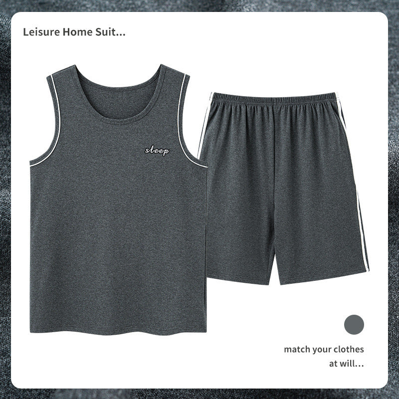 Men’s Cotton Sleeveless Pajamas – Sweat-Absorbent, Breathable Pullover | Casual Summer Homewear