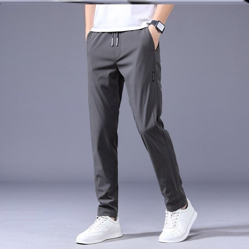 Men's Drawstring Trousers – Thin Casual Pants Korean Style Loose Straight Sweatpants for Summer