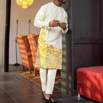 Men’s Casual Minimalist Printed African Suit – Straight Fit Leisure Outfit | Ethnic Style Four-Season Wear