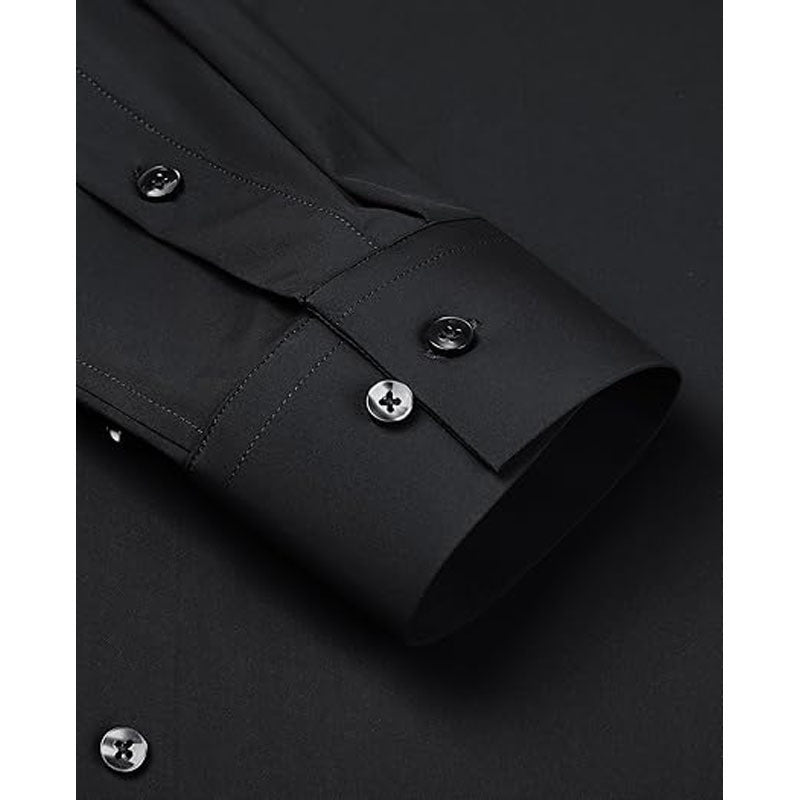 Men’s Long Sleeve Stretch Shirt – Fashionable Solid Color Loose Fit Top for Casual & Daily Wear