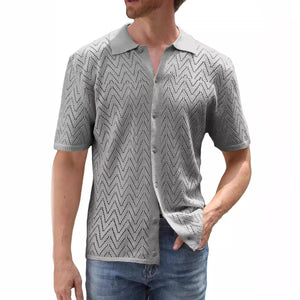 Men’s Summer Hollow Leisure Shirt – Lightweight Short Sleeve Non-Iron Casual Top in Multiple Colors