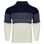 Men's Color Block Cable Knit Sweater – Long Sleeve Pullover for Casual, Outdoor, and Daily Wear