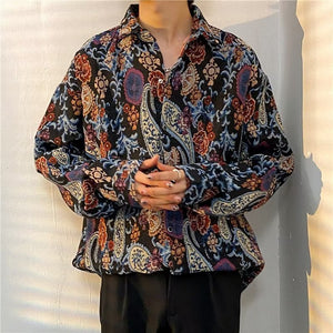 Loose Japanese-Style Retro Ethnic Long Sleeve Shirt – Autumn & Winter Cardigan for Youth Couples