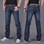 Men’s Denim Straight-Leg Pants – Trendy Long Cotton Jeans for Casual and Everyday Wear