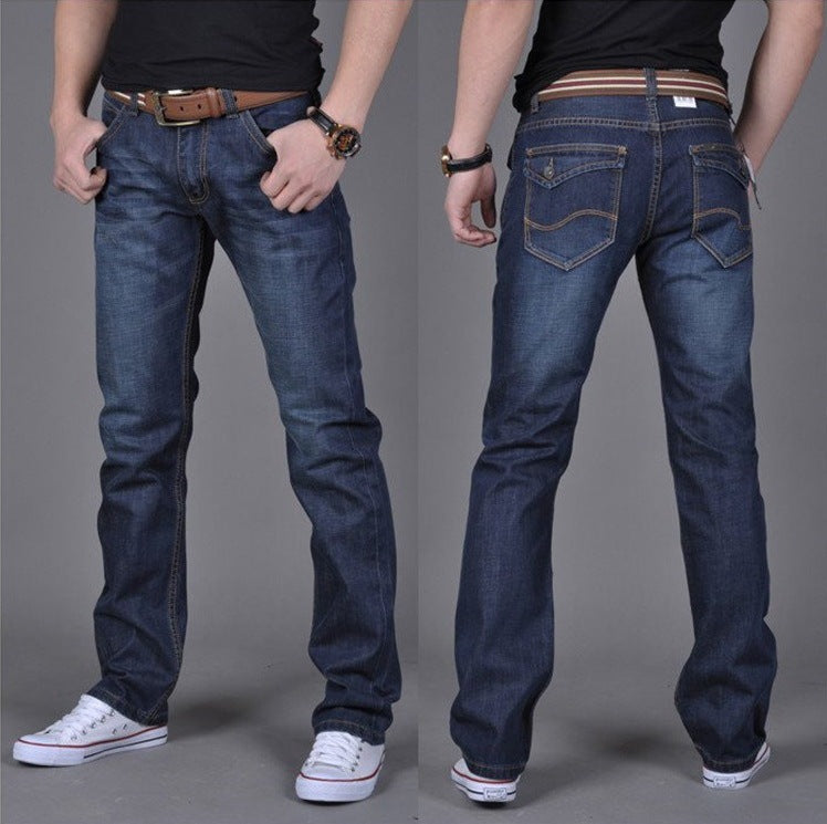 Men’s Denim Straight-Leg Pants – Trendy Long Cotton Jeans for Casual and Everyday Wear