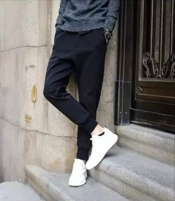 Men’s Casual Sports Trousers – Korean Style, Mid-Waist, Straight Fit Jogger Pants