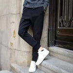 Men’s Casual Sports Trousers – Korean Style, Mid-Waist, Straight Fit Jogger Pants