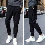 Men’s Casual Sports Trousers – Korean Style, Mid-Waist, Straight Fit Jogger Pants