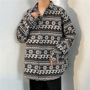 Loose Japanese-Style Retro Ethnic Long Sleeve Shirt – Autumn & Winter Cardigan for Youth Couples
