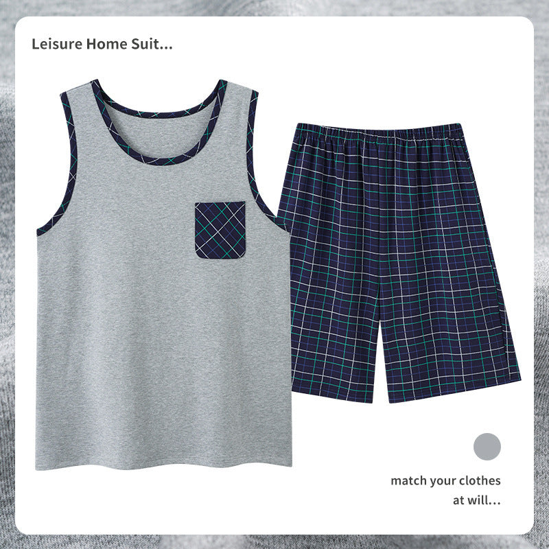 Men’s Cotton Sleeveless Pajamas – Sweat-Absorbent, Breathable Pullover | Casual Summer Homewear