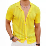 Summer Cool Hollow Men’s Shirt | Lightweight Breathable Short Sleeve Cardigan Top