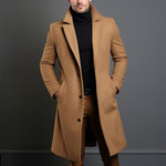 Men's Mid-Length Trench Coat | Slim Fit Fall Winter Business Casual Overcoat | Stylish Single-Breasted Jacket