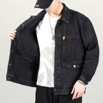 Men’s Vintage Denim Jacket – Smoky Gray, Loose Fit Casual Outerwear