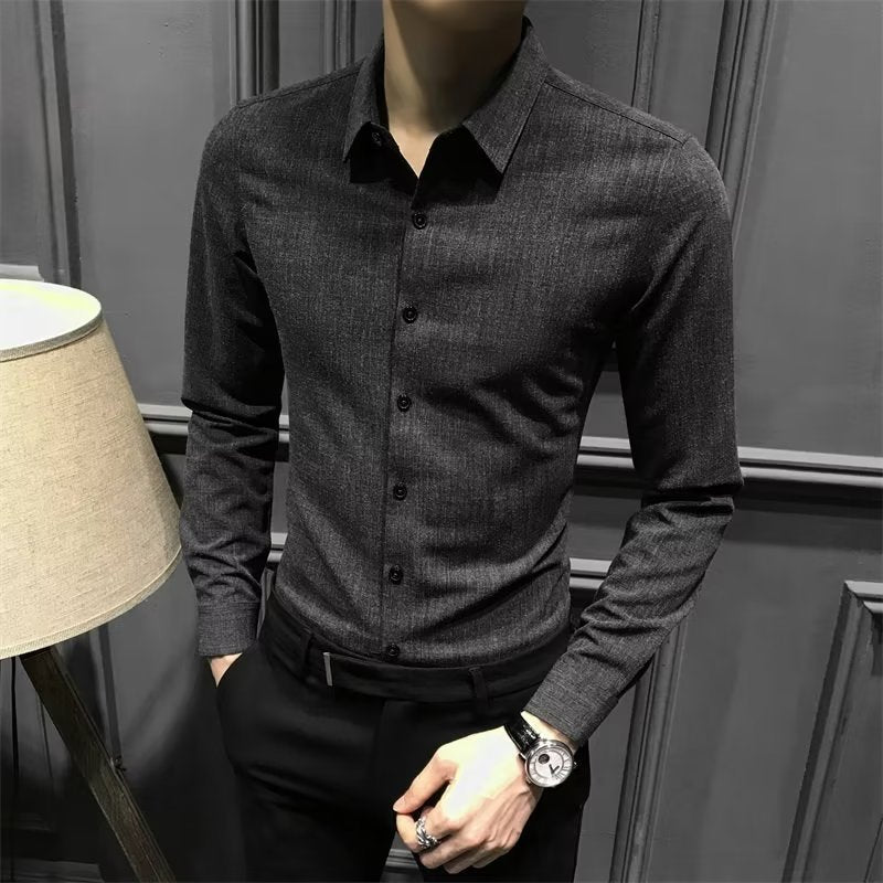 Men's Autumn & Winter Long Sleeve Shirt – Casual Loose Fit Daily Wear for Teenagers