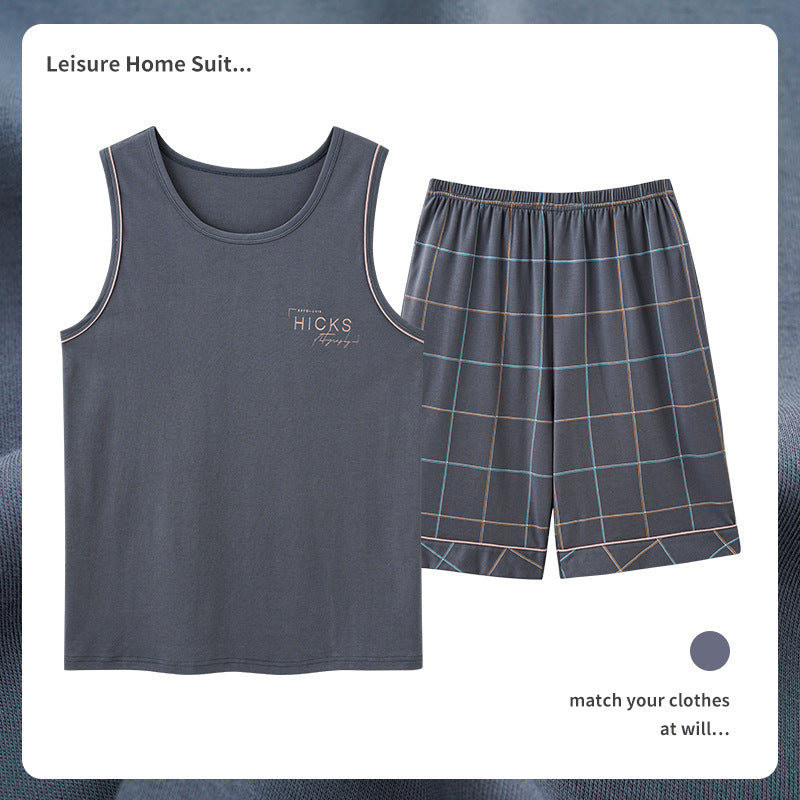 Men’s Cotton Sleeveless Pajamas – Sweat-Absorbent, Breathable Pullover | Casual Summer Homewear