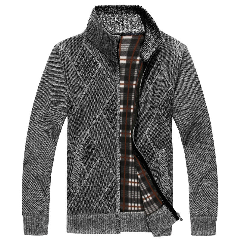 Fashion Men's Zipper Cardigan Sweater – Stand Collar Cotton Blend Thick Outerwear for Men