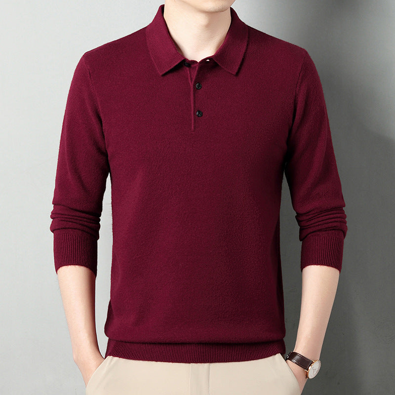 Men’s Winter Wool Lapel Long Sleeve Shirt – Thick Warm Casual Top for Cold Weather