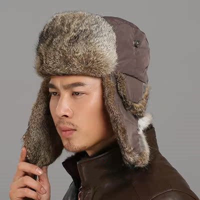 Men & Women Rabbit Fur Ski Hat – Warm Waterproof Winter Hat for Couples | Soft, Ear-Protecting, One Size Fits All