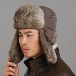 Men & Women Rabbit Fur Ski Hat – Warm Waterproof Winter Hat for Couples | Soft, Ear-Protecting, One Size Fits All