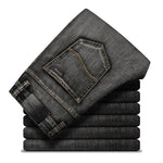 New Men's Jeans Slim Straight Denim Pants – Mid Waist Cotton Trousers for Casual Everyday Style