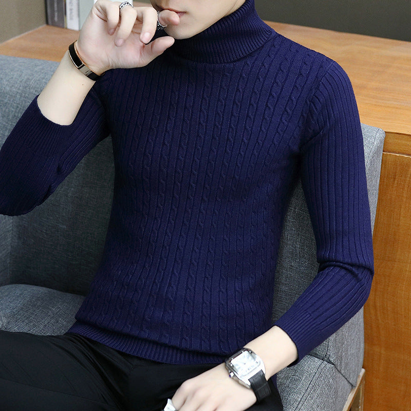 Slim-Fit High Neck Sweater for Men – Long Sleeve Cotton Blend Winter Pullover Turtleneck Top