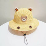 Bear Sun-Proof Straw Hat – Cute Baby Travel Sun Hat for Boys & Girls | Breathable, Windproof, Summer Sun Protection