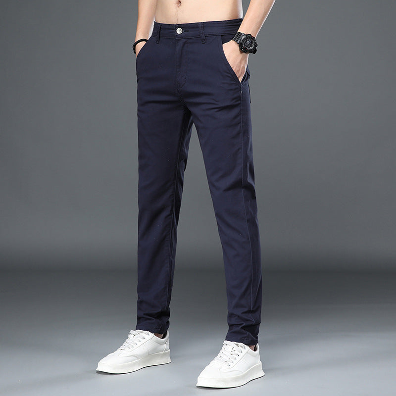 Men's Business Casual Elastic Slim Fit Suit Pants – Straight-leg Non-ironing Cotton Trousers