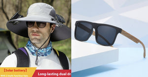 Outdoor Wide Brim Sun Hat With Solar Fan – USB Charging, Adjustable, Breathable, Waterproof, Windproof, Summer Fishing Hat