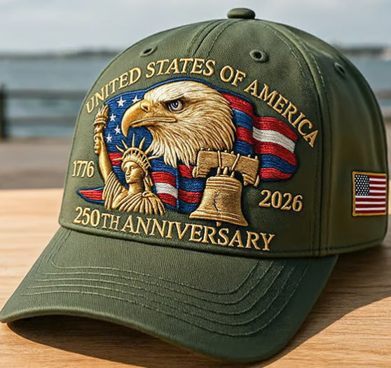 Embroidered American Eagle Head 250 Weeks Old Baseball Cap – Cotton Adjustable Dome Hat for Men & Women