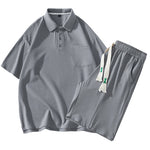 Men’s Sports Suit – Short-Sleeve Lapel T-Shirt & Shorts Two-Piece Set | Lightweight Running and Leisure Outfit