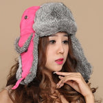 Men & Women Rabbit Fur Ski Hat – Warm Waterproof Winter Hat for Couples | Soft, Ear-Protecting, One Size Fits All