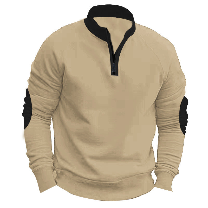 Stand Collar Half Zip Pullover Long Sleeve Coat – Casual Loose Fit Men’s Outerwear