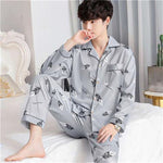 Men’s Cotton Long-Sleeve Pajama Set – Loose Trousers & Top | Comfortable Autumn and Winter Homewear for Men