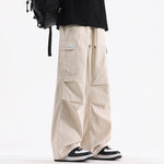 Couple American Retro High Street Pleated Straight Cargo Pants – Trendy Teen Fashion Trousers