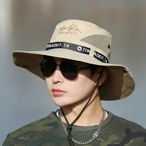 Men’s Large Brim Outdoor Hat – Mountaineering, Fishing & Travel | Breathable, Sunscreen, Flat Top Visor Hat
