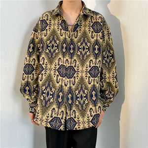 Loose Japanese-Style Retro Ethnic Long Sleeve Shirt – Autumn & Winter Cardigan for Youth Couples