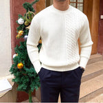 Men’s Knitted Sweater – Twisted String Design Pullover, Thick Woolen Yarn, Casual Fashion Top