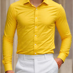Men’s Summer Anti-Wrinkle Long Sleeve Casual Shirt – Loose Fit Polyester Top for Leisure and Daily Wear