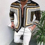 Men’s Casual Long Sleeve Floral Shirt – Lightweight Printed Cardigan Style Lapel Top for Daily Wear