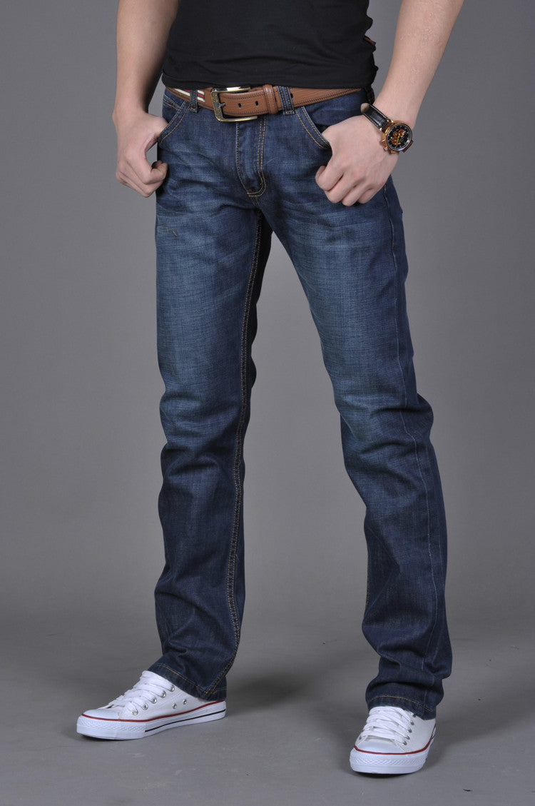 Men’s Straight Slim Jeans – Fall Winter Fashion, Stackable Straight Leg Denim Trousers