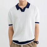 Men’s Ice Silk Polo Shirt | High-End Short Sleeve Striped T-shirt for Cool Summer Comfort