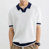 Men’s Ice Silk Polo Shirt | High-End Short Sleeve Striped T-shirt for Cool Summer Comfort
